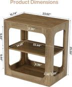 Tribesigns End Table with Storage Shelves, 3-Tier Side Table with Sturdy Base, Farmhouse Wooden Bedside Nightstand for Living Room, Bedroom, Rustic Brown