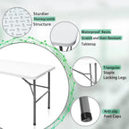 Folding Table 4ft Heavy Duty Folding Tables Indoor Outdoor Plastic Dining Table Portable Folding Square Card Table w/Handle for Picnic, Party, Camping (4 FT)