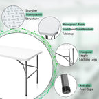Folding Table 4ft Heavy Duty Folding Tables Indoor Outdoor Plastic Dining Table Portable Folding Square Card Table w/Handle for Picnic, Party, Camping (4 FT)