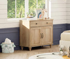 WAMPAT 34’‘ Oak Buffet Cabinet with Doors and Drawer, Wood Kitchen Storage Cabinet Modern Farmhouse Coffee Bar Table Sideboard Credenza for Dining Room