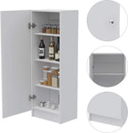Della 60 Kitchen Pantry with Countertop, White - Open & Closed Storage, Microwave Stand