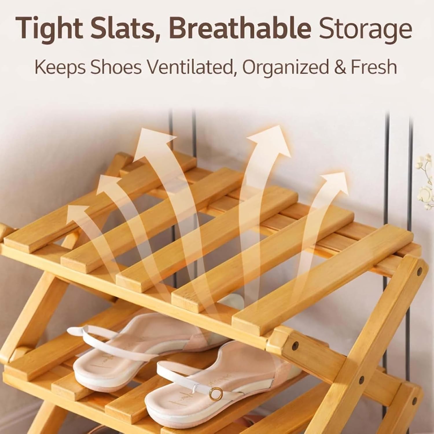GDSAFS 2-9 Tier Bamboo Shoe Rack, 2026 New Sturdy Foldable Shoe Organizer, High-Capacity No-Assembly Vertical Storage with Anti-Slip Base for Hallway, Bedroom, Corner, Kids' Room (Yellow,9 Layers)