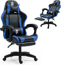 RGB Gaming Chair with Footrest, Computer Gaming Chair with LED Lights for Adults, Reclining Gamer Chair with Adjustable Headrest, Lumbar Support and Linkage Armrests for Home, Office, Gaming Room