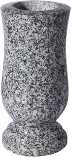 Granite Cemetery Vase for Grave Heavy 9.2 Lbs Windproof 3 Inch Opening | Natural Stone for cemetery and memorial gardens. Wide 4.7 inch and 10 inch tall. Side drainage hole prevents freeze cracking.