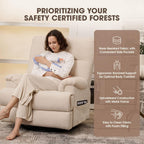 Large Glider Rocker Recliner,Beige Swivel Rocking Recliner Chair,Reclining Sofa Rocking Chair Nursery,23 Inches Deep Seat & 27 inches High Back,for Living Room, Bed Room‎ (Beige)