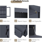 JIJIWANG 78" Tall Freestanding Kitchen Pantry Storage Cabinet,Multifunctional Cupboard with 3 Drawers,Adjustable Shelves and Power Outlet for Office, Kitchen,Dining Room,Grey