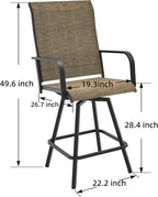 Anmutig Patio Bar Chairs Set of 4 for Outdoor High Back Stools with Footrest - Brown