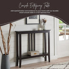 Kings Brand Furniture Narrow Console Table with Storage – Rectangular Entryway & Behind Sofa Table, Wood Accent Hallway Table for Foyer or Living Room, Espresso