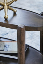 Signature Design by Ashley Wiattbury Solid Mango Wood End Table, Narrow Two-Tier Side Table Fully Assembled for Living Room or Bedroom Night Stand, Gray-Brown Finish