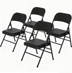 4 Pack Black Folding Chairs with Padded Seats, Office Guest Reception Chair, Breathable Foldable Chair for Indoor and Outdoor, Portable Stackable Commercial Seat for Bedroom Patio Party Event