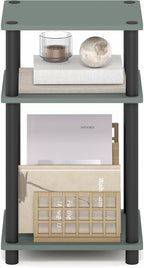 Furinno JUST Side Table, 3-Tier End Table, Open Shelves Night Stand, Bedside Table, Toolless Assembly, for Living Room, Bedroom, Bathroom, Sage Green