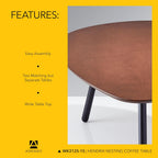 Adesso Set of Two Nesting Coffee Tables – Walnut Oak Veneer and Matte Black Metal Legs – Versatile Modern Accent Tables for Living Rooms, Apartments & Contemporary Homes