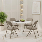DUMOS 2 Pack Folding Chairs with Padded Cushion and Back - Fabric Stackable Portable Dining Chairs Set, for Home and Office, Conference, Wedding, Party, Patio, Garden, for Indoor Outdoor, Khaki