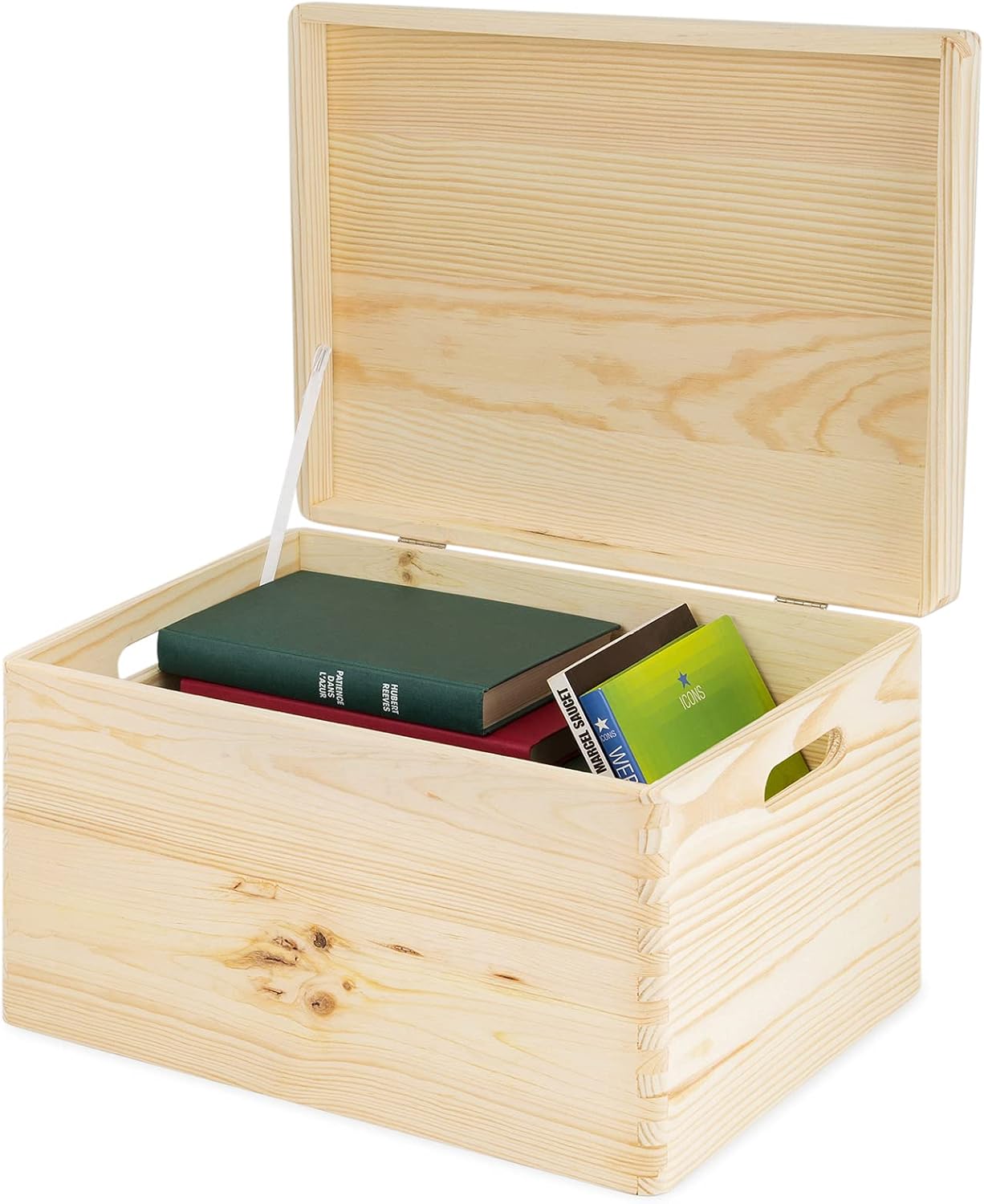 Compactor ran6481 Box with Lid, Raw Wood, 40 x 30 x 23 cm