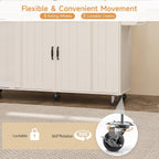 Kitchen Island with Storage, Island Table for Kitchen with Drop Leaf and Power Outlet, Rolling Kitchen Island with Trash Cabinet, Spice Rack & Towel Rack, White