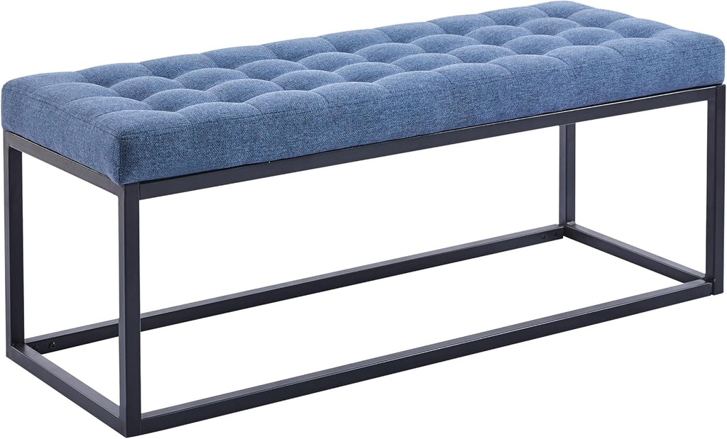 Porthos Home Vera Side Bench with Fabric Upholstery and Metal Frame