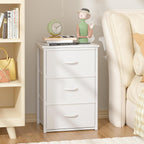 DAOUTIME Stackable Storage Drawers, 3 Drawers for Closet Clothes, White Closet Organizer with Wooden Top & Metal Frame, Freestanding or Stackable Dresser for Bedroom, Living Room