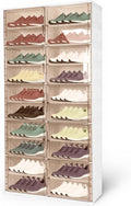 10 Tiers 40 Pairs Foldable Shoe Rack Organizer Cabinet with Doors Foldable Shoes Rack Organizer for Closet Entryway Living Room