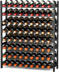 Wine Rack Freestanding Floor, Bamboo 8-Tier 69 Wine Bottle Holder Racks Countertop Cabinet Display, Wooden Stackable Modular Wine Storage Organizer Shelves for Kitchen Bar Cellar Dining Room Black