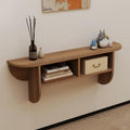 Floating Solid Wood Console Table, 32'' Wall Mounted Narrow Entryway Table with Storage Shelf, Modern Couch Table Small Entry Way Tables for Entryway, Front Hall, Hallway (Walnut, 31.5IN)