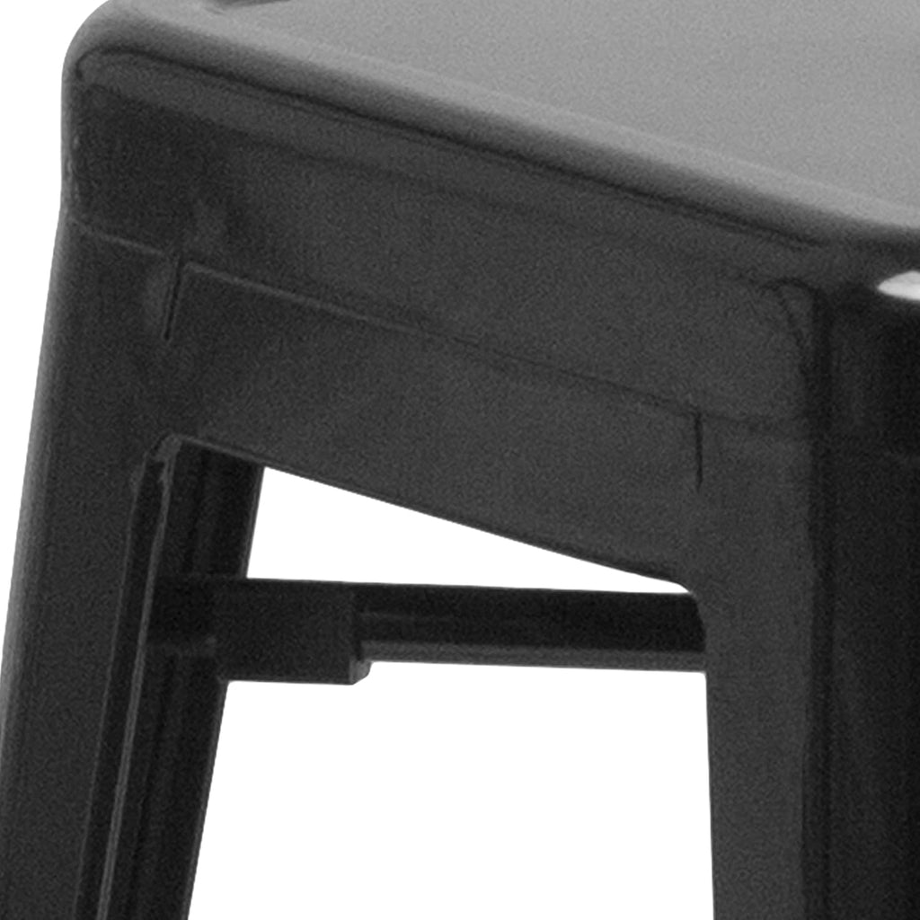 EMMA + OLIVER Commercial Grade 24" H Backless Black Metal Indoor-Outdoor Counter Height Stool