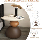 Modern Resin Decorative Sofa Side Table, Round Decorative End Table with Spacious Tabletop, Small Accent Nightstand, for Living Room, Bedroom, Balcony(Black,Large)