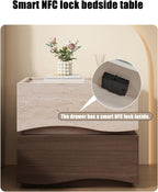 Bed end Table with Drawer, Smart Nightstand Table with Locks, Side end Bedside Table, Solid Wood Bedside Table, Suitable for Bedrooms, Living Rooms, and Offices(Khaki-A,19.6 * 15.7 * 18.1in)
