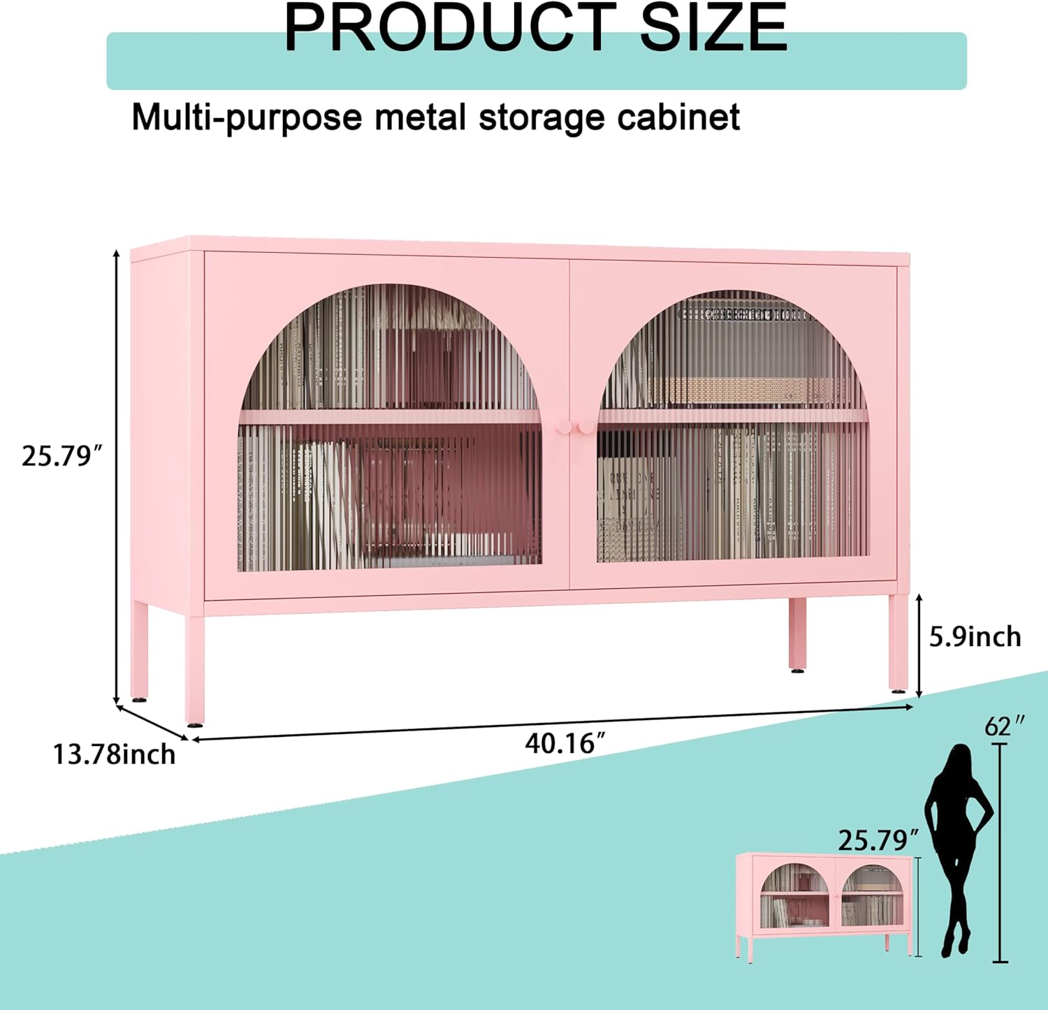 Metal Storage Cabinet with Doors and Shelves,2 Door TV Stand,Accent Cabinet,Metal Locker&Sideboard Buffet Cabinet&Bookshelf&Cupboard for Home,Office,Living Room