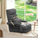 Floor Gaming Chair, 6 Position Adjustable Indoor Chaise Lounge Chair for Teens Adults, Padded Folding Meditation Sofa Chair with Armrests and Pillow Comfy Chair for Teens, Adults, Pets - Black