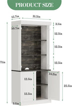 71 Inch Tall Storage Cabinet with LED Lights, Freestanding Pantry Cabinet with Double Doors and Adjustable Shelves, Roman Column Bookcase for Kitchen Dining Room Living Room