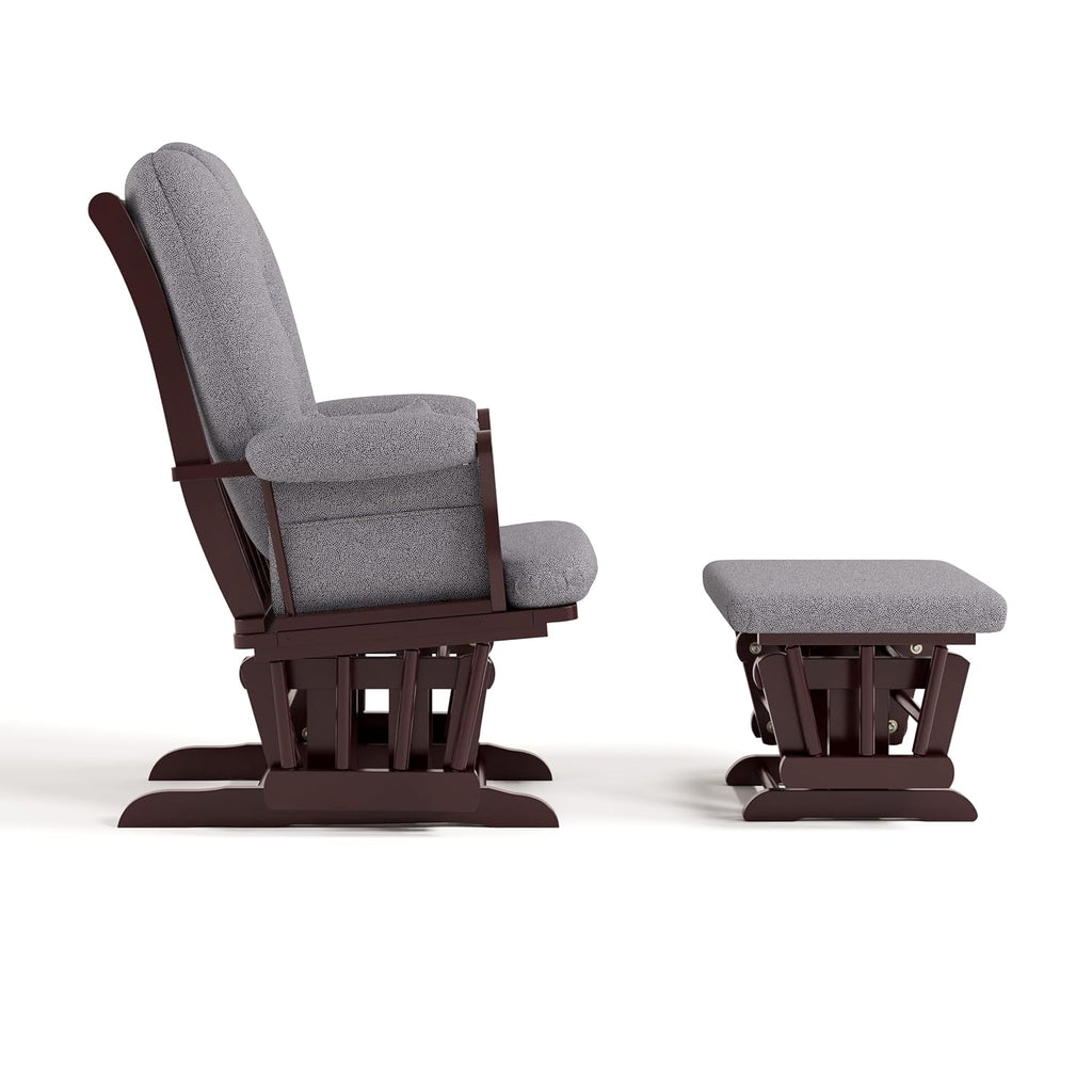 Storkcraft Tuscany Glider & Ottoman with Lumbar Pillow, Espresso/Gray Swirl