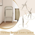 GOFLAME 6 Pack Folding Chairs, Fabric Dining Chair Set with Padded Seat & Metal Frame, Indoor Outdoor Upholstered Commercial Seat for Home Office Events Wedding Party, Beige