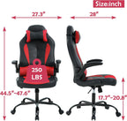 Adjustable Armrest PC Game Chair, Red, PU Leather Swivel Racing Style Chair with Lumbar Support, Ergonomic Rolling Office Desk Chair, High Back, 250 lbs Weight Capacity
