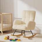 LUCKLIFE Rocking Chair Nursery,Teddy Upholstered Glider with Side Pockets | High Backrest Reading Chair,Modern Accent Chairs for Living Room,Bedroom
