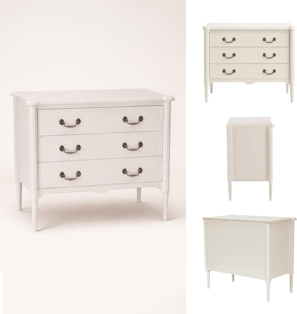 Design House Oxford Chest with Drawers, Antique White, 31.5 in H x 35.4 in W x 19.7 in D, 228353-AWT
