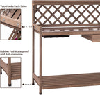 GUTINNEEN Potting Bench Garden Table for Plants Outside Outdoor Wooden Garden Work Bench with Sink Storage PVC Layer Drawer Shelf Hook for Gardening