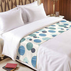 Abstract Geometric Bed Runner Bedding Decorative Scarf for Fits Cal King Bed, Farmhouse Vintage Polka Dot Teal Blue Luxury Fine Print Foot Throw with Satin for Hotels Homes, Guest Rooms, 102" x 20"