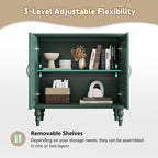 ARTPOWER Accent Cabinet with 2 Doors, Vintage Carved Wood Storage Cabinet, Sideboard Buffet Cabinet with Storage Credenza for Living Room, Kitchen, Dining Room, Entryway, Hallway, Green