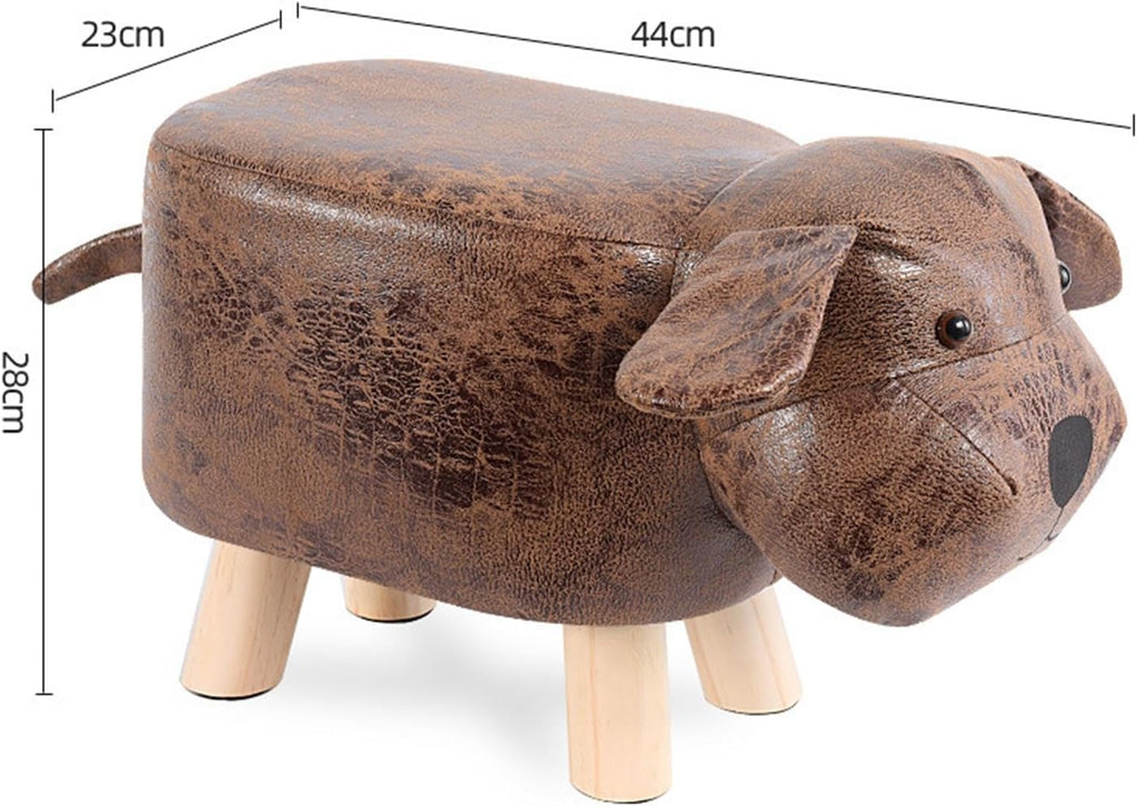 Animal Footstool Shoe Replacement Stool Cute Children Creative Pouf Chair Indoor Padded Ottoman Waterproof, Brown