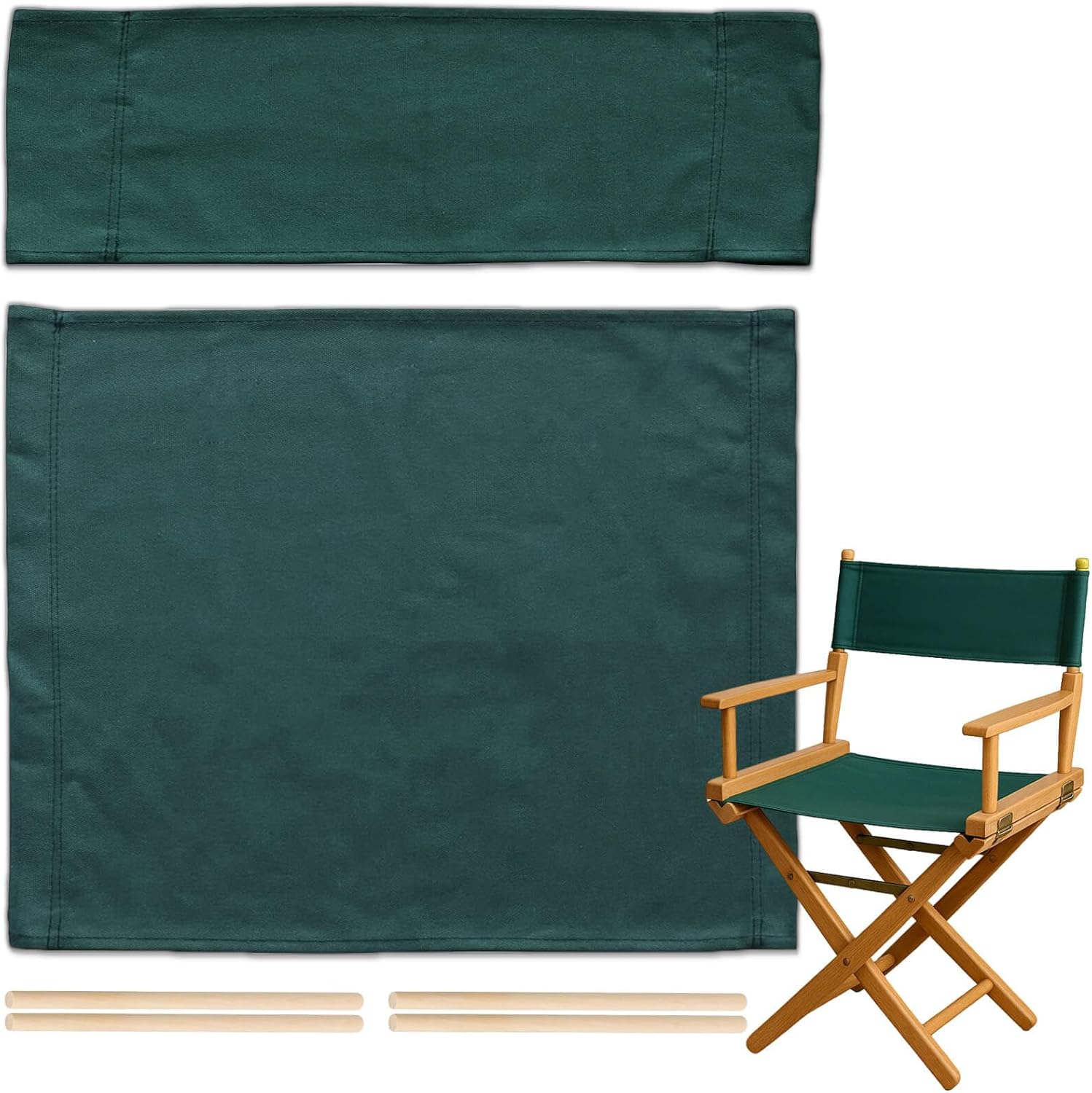 STAY GENT Director's Chair Canvas Replacement Kit 21"L x 8"W - 21"L x 16.5"W Replacement Canvas Durable Cotton Canvas Seat & Back Covers for Home,Model Artist,Makeup,Show Dressing Room, 1 Set Green