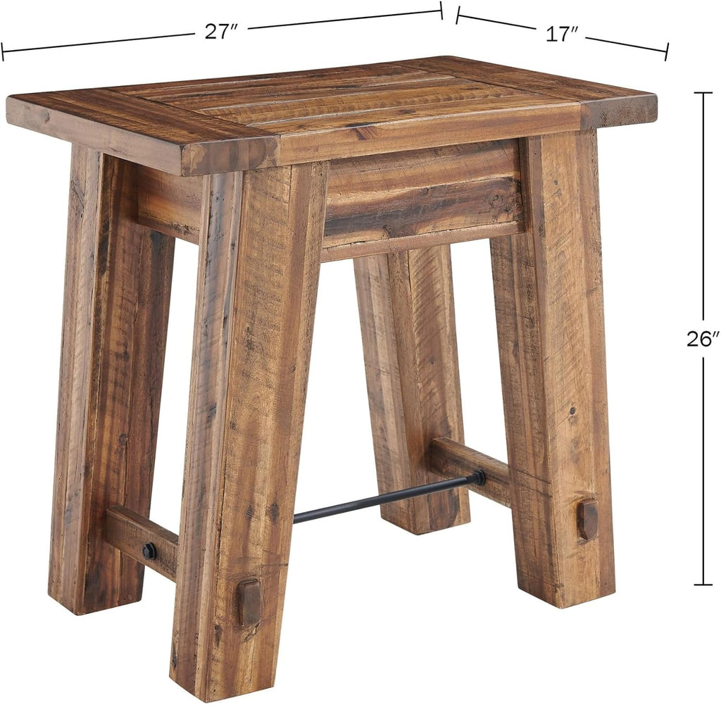 Alaterre Furniture Durango 27-Inch Solid Wood Side Table – Set of 2 Heavy-Duty Industrial End Tables with 100lb Capacity for Living Room, Bedroom, or Office (Natural Grain Lacquer Finish)