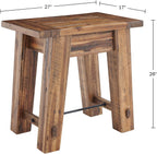 Alaterre Furniture Durango 27-Inch Solid Wood Side Table – Set of 2 Heavy-Duty Industrial End Tables with 100lb Capacity for Living Room, Bedroom, or Office (Natural Grain Lacquer Finish)