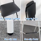 Folding Bar Stool with Backrest, Set of 2 Portable Folding Stool Chair PU Sponge Seat Tall Bar Stools - 300 lbs Capacity (Color : White, Size : Seat Height 27")