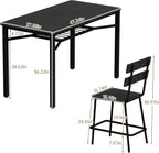 Hooseng 5-Piece Dining Table Set for 4, Counter Height Kitchen Table & 4 Bar Stools, Hightop Bar Table and Chairs Set with Storage, Farmhouse Small Dinette Set for Pub, Dining Room, Small Space