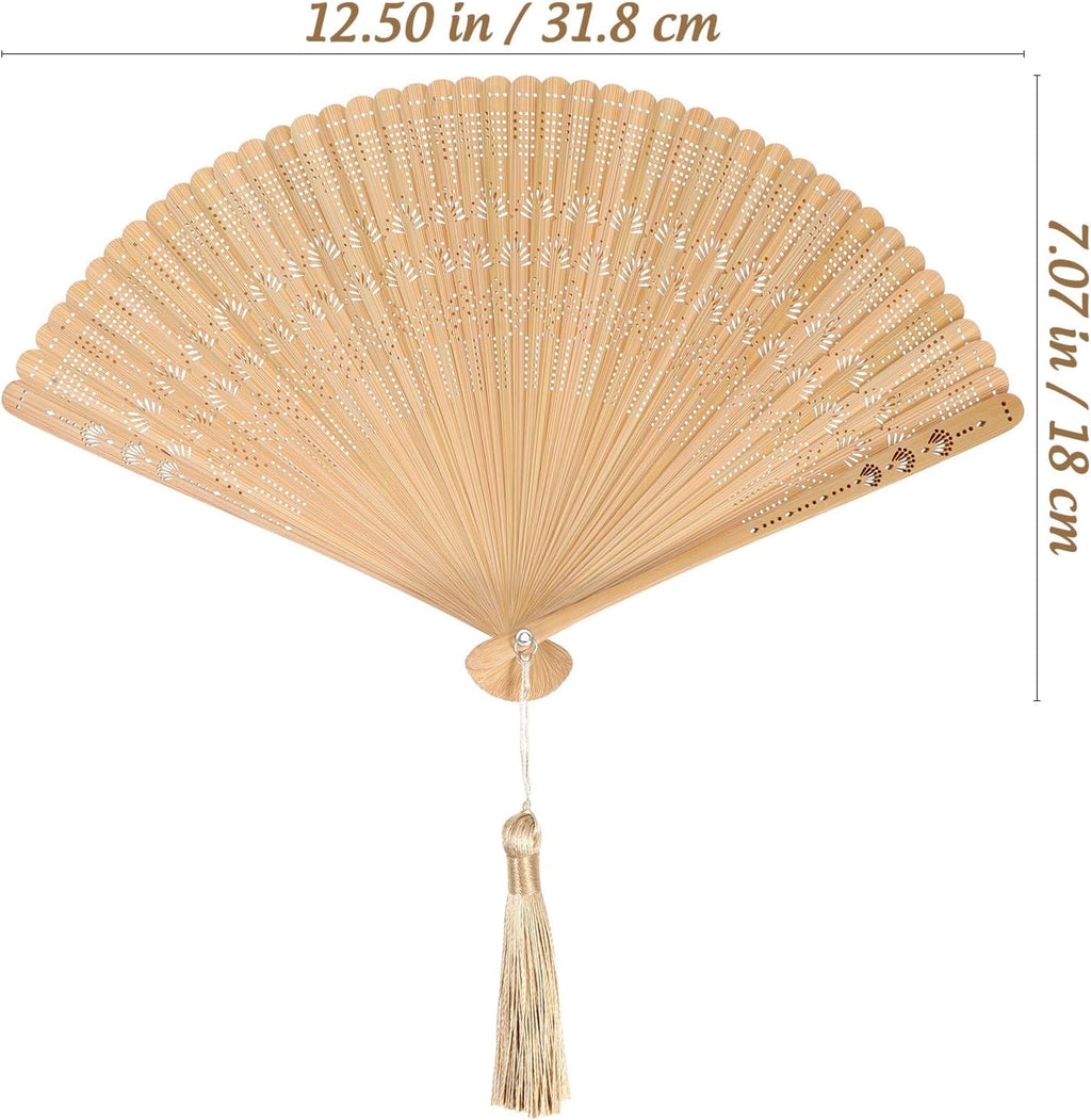 Ipetboom 2pcs Bamboo Folding Hand Fans - 12.5 in Vintage Style Foldable Handheld Fan for Women Ladies Girls Portable Elegant Summer Weddings Parties and Home Decoration Accessory Gift - Brown