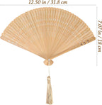 Ipetboom 2pcs Bamboo Folding Hand Fans - 12.5 in Vintage Style Foldable Handheld Fan for Women Ladies Girls Portable Elegant Summer Weddings Parties and Home Decoration Accessory Gift - Brown