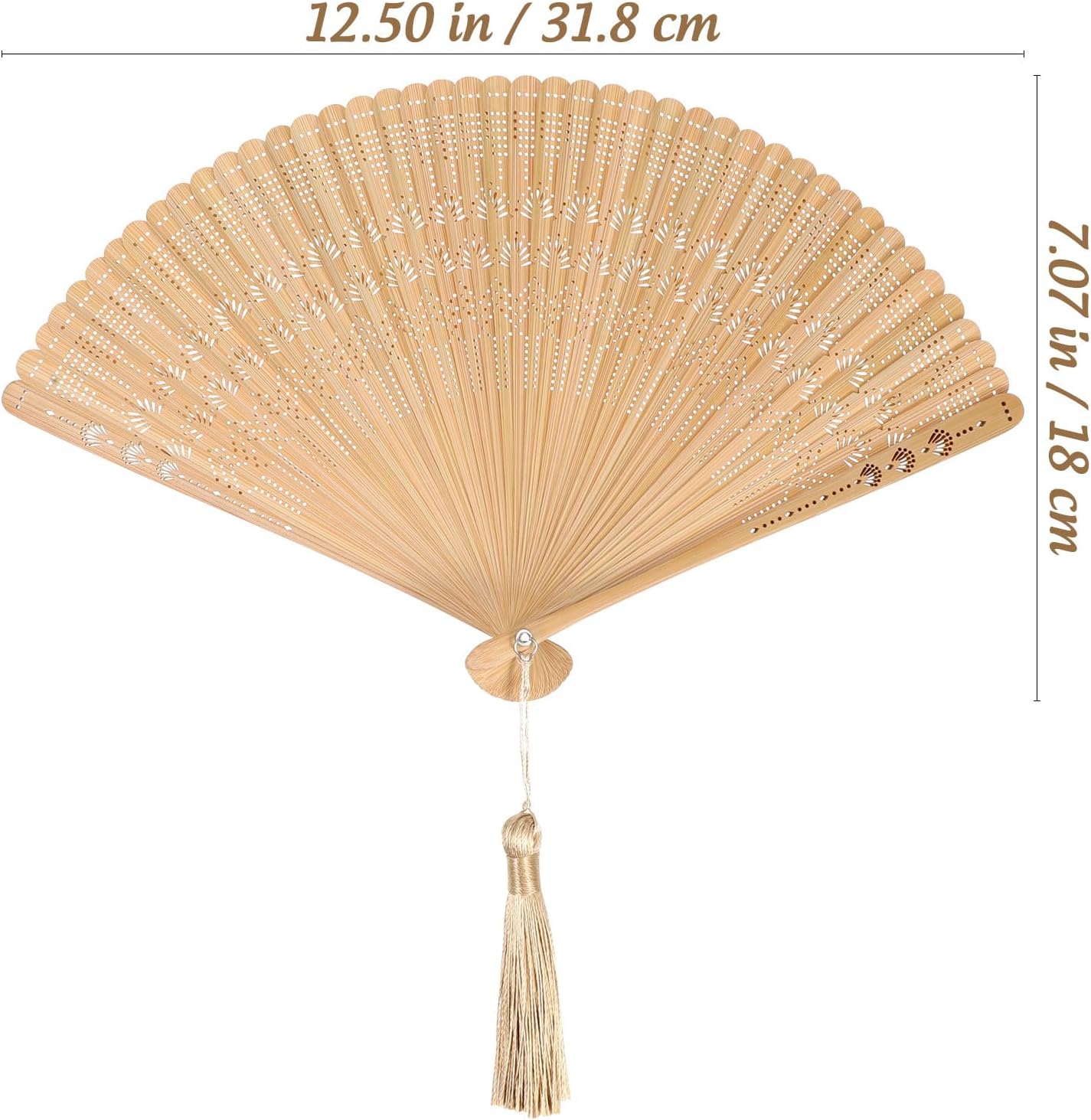 Ipetboom 2pcs Bamboo Folding Hand Fans - 12.5 in Vintage Style Foldable Handheld Fan for Women Ladies Girls Portable Elegant Summer Weddings Parties and Home Decoration Accessory Gift - Brown