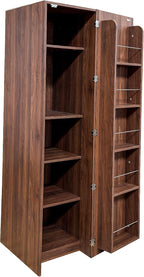 Kitchen Pantry Storage Cabinet, 63" Single Door Buffet Cupboard Sideboard with Shelves & Cabinet Door Organizers, Space-Saving Freestanding Storage Floor Cabinet for Kitchen, Dining Room, Walnut