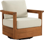 CHITA Patio Acacia 360° Swivel Chair, Outdoor Furniture with 7.7” Thickened Cushions Acacia Wood Frame, Fully Assembled