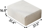 37.4" Plush Corduroy Ottoman, Upholstered Cloud Ottoman for Boneless Couch in a Box, Modular Sectional Couches for Living Room, Compressed Memory Foam, No Assembly Require, White